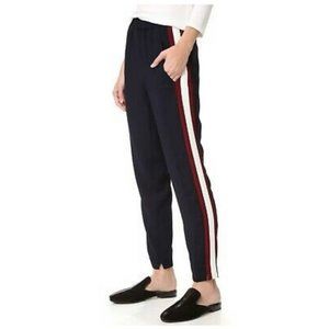 Whistles Elyse Black Maroon White Side Stripe Track Trouser Pants Women's 6